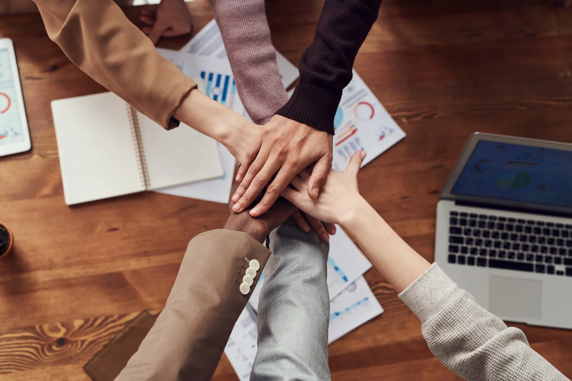 A collaborative team working together in a professional setting